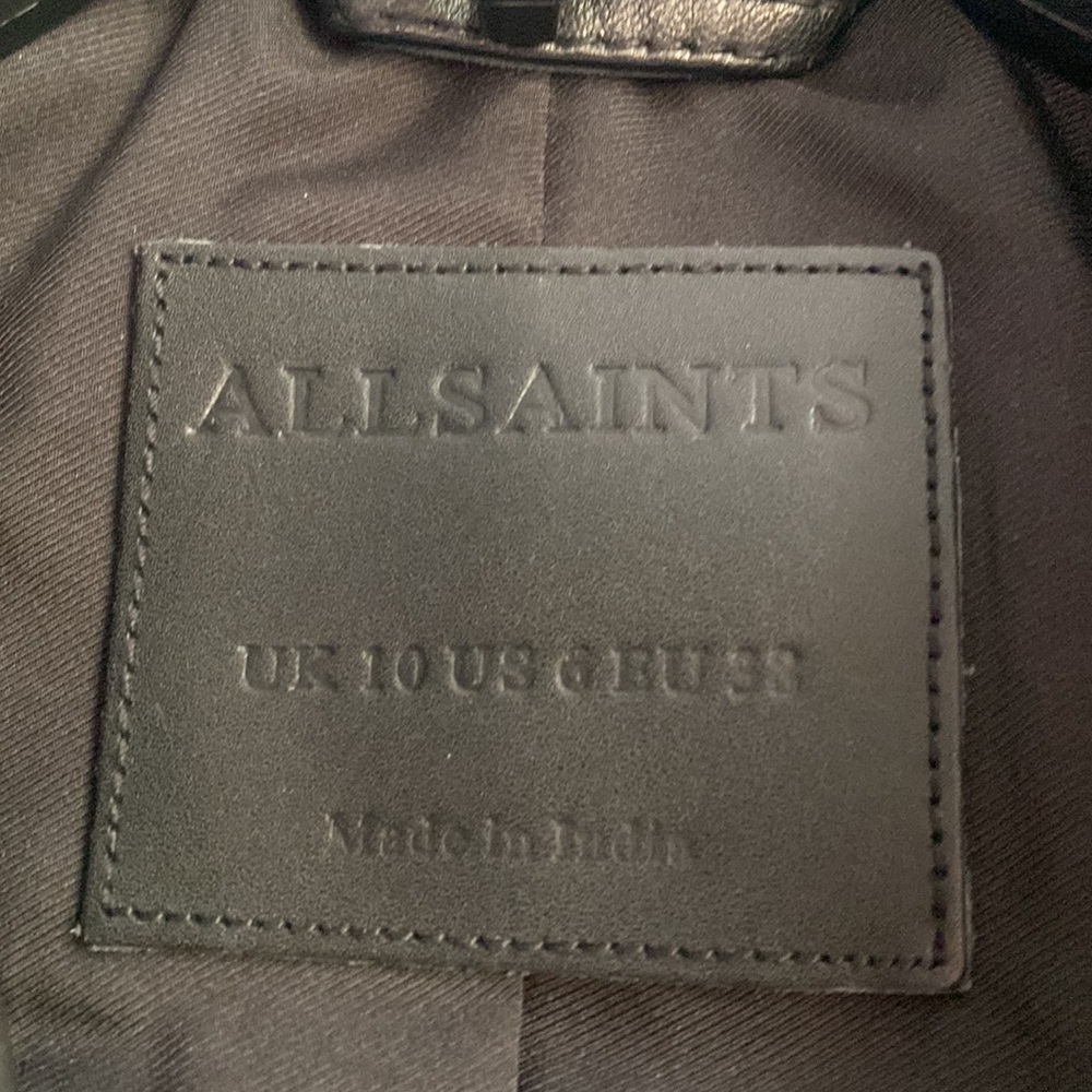 All Saints Black Leather Jacket - Picture 2 of 9